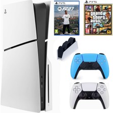 Sony Playstation 5 Slim CD En Yeni Versiyon ( Cfı- 2116 )+ 2.kol Dualsense  Mavi + Şarj Istasyonu + Gta 5 + Ps5 FC27 (Ithalatçı Garantili)