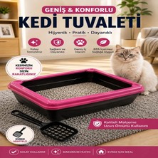 Yıldızhane Açık Kedi Tuvaleti Geniş Kedi Kum Kabı Yüksek Kenarlı Kolay Temizlenebilir Kürekli