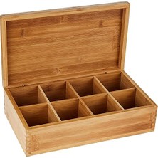 8 Bölmeli Bambu Ahşap Çay Kutusu, 12-3/8 "x 7-3/8" x 3-3/5"