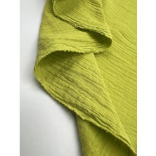 150 cm Genişliğinde Zeytin Yeşili Çift Katlı Pamuk Muslin Kumaş Elnm1