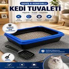 Yıldızhane Açık Kedi Tuvaleti Geniş Kedi Kum Kabı Yüksek Kenarlı Kolay Temizlenebilir Kürekli