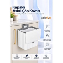 Galeriyo 8 Litre Mutfak Tezgah Üstü ve Dolap Askılı Çöp Kovası | Kapaklı Pratik Atık Kovası