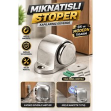 Nzb Mıknatıslı Metal Kapı Tutucu Krom 1 Adet Vidalı Durdurucu Stoper 5 cm Taban Ölçüsü