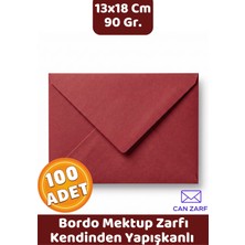 İstisna 100 Adet Bordo 13X18 cm Davetiye Zarfı 90 Gr. Kendinden Yapışkanlı Düğün ve Davetiye Zarfı