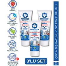 3'lü Set - Pureseed Natural Çocuk Diş Macunu 1000PPM Florürlü - 3 x 50 ml