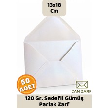İstisna 50 Adet Gümüş Sedefli Parlak Krem Rengi Zarf 13X18 cm 120 Gr. Kalın Premium Yapışkanlı Zarf Mektup Kartpostal Davetiye Zarfı