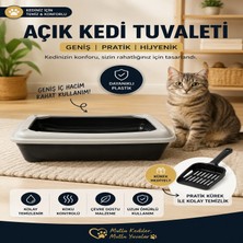 Yıldızhane Açık Kedi Tuvaleti Geniş Kedi Kum Kabı Yüksek Kenarlı Kolay Temizlenebilir Kürekli