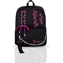 Laptop Bölmeli Okul Çantası, Siyah Pembe, 1141