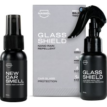 Nasiol SET 2-Glasshield Nano Yağmur Kaydırıcı 50 ml ve New Car Smell Araç Kokusu 50 ml Özellikli Set