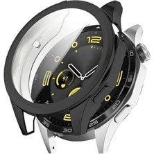 Kılıf, Huawei Watch Gt4 46 mm Uyumlu Kasa ve Ekran Koruyucu 360 Tam Koruma Silikon (Siyah)