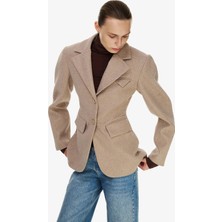 Vatkalı Düğme kapamalı fitted blazer ceket