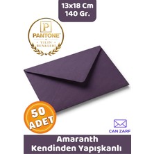 İstisna 50 Adet Amaranth Mor Zarf Pantone Yılın Renkleri 140 Gr. 13X18 cm Kendinden Yapışkanlı Zarf Hediye Doğum Günü Dilekleri Düğün Para Davetiye Mektup Kartpostal Zarfı