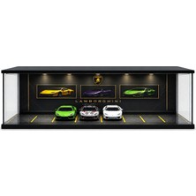 Toyblox Oyuncak Diecast Toyblox ''lamborghini'' Diorama Garaj 1/64 Ölçek 8 Araçlık, LED Işıklı USB Kablolu Pleksi Kapaklı Dekoratif Vitrin