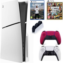 Sony Playstation 5 Slim CD En Yeni Versiyon ( Cfı- 2116 )+ 2.kol Dualsense Kırmızı + Şarj Istasyonu + Gta 5 + Ps5 FC27 (Ithalatçı Garantili)