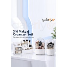 Blackstar 3’lü Makyaj Organizer Seti Beyaz, Çekmeceli ve 360° Dönebilen Özelliklerle Kolay Erişim