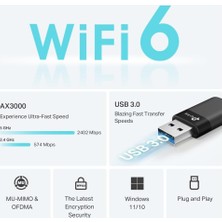 Store Archer TX50U | AX3000 Wi-Fi 6 Kablosuz USB Adaptör | 3000 Mbps Çift Bant Hız | USB 3.0 | Dahili Sürücü Tak Çalıştır | Wpa3 Güvenlik | Mu-Mımo & Ofdma | Masaüstü ve Laptop Uyumlu Alıcı