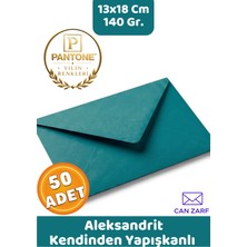 İstisna 50 Adet Aleksandrit Yeşil Zarf Pantone Yılın Renkleri 140 Gr. 13X18 cm Kendinden Yapışkanlı Zarf Hediye Doğum Günü Dilekleri Düğün Para Davetiye Mektup Kartpostal Zarfı