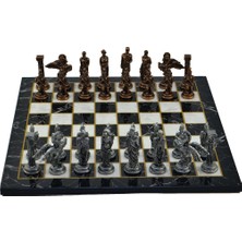 Gift Home Gifthome Metal Satranç Takımı/Seti;Büyük,Pegasus, Antik ve Düz Mermer Desenli Satranç Tahtası