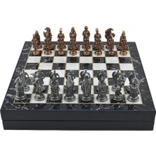Gift Home GiftHome Büyük Boy Metal Osmanlı-Bizans Satranç Tk. Antik ve Mermer Desenli Sandıklı MDF Tahtası(36X36 cm.)