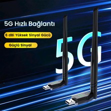 Store 650 Mbps 2.4ghz/5ghz Dual Band Alıcı Verici USB Wifi Adaptör