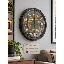 Mnk Home Dekoratif Çarklı Izgaralı Duvar Saati