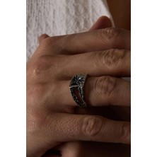 Ricco Jewellery 925 Ayar Gümüş Oksitli Raw Forge Yüzük
