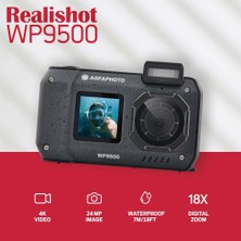Store Realishot WP9500 - Su Geçirmez Dijital Kamera, 7 M Su Geçirmez, 24 Mp, Zoom 18X, 4K Video, 2,9 Inç / 1,4 Inç Çift Ekran - Siyah