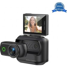 Store 1080P Dijital Video Kamera (32GB) Kart Dijital Vlog Fotoğraf Makinesi Türkçe Siyah