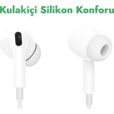 Store iPhone 11 Pro, 11 Pro Max, 14 Pro, 14 Pro Max ile Uyumlu Silikonlu Lightning Kulaklık, Beyaz