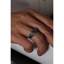 Ricco Jewellery 925 Ayar Gümüş Oksitli Ayarlanabilir Medusa Yüzük