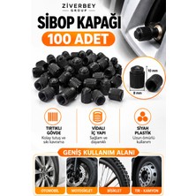 Ziverbey 100 Adet Siyah Sibop Kapağı Universal Uyumlu Lastik Sibop Kapağı