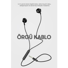 Store Mikrofonlu Kablolu Jack Girişli Kulaklık – Kopmaz Esnek Kablo - Ultra Güçlü Tasarım (Beyaz)
