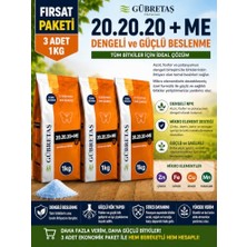 Gübre, Gübretaş 20.20.20+Me Npk Gübresi 3'li Set, 1 kg | Azot Fosfor Potasyum, Mikro Elementli, Ec Bitkiler Için Uygun, Tam Dengeli Formül