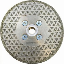 Elektrolize Elmas Testere Çift Yüzey Flanşlı 115 mm M14 Profesyonel Granit Mermer Beton Kesim Diski