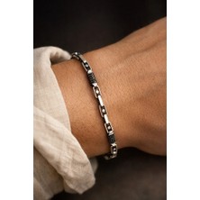 Ricco Jewellery 925 Ayar Gümüş Oksitli Shadow Forge Bileklik