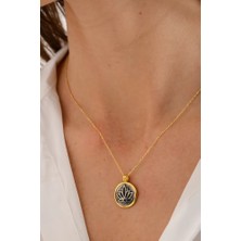 Ricco Jewellery 14 K Gold Kaplama 925 Ayar Gümüş Antik Lotus Kolye