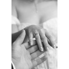 Ricco Jewellery 14 K White Gold Kaplama 925 Ayar Gümüş Pırlanta Montür Lotus Yüzük