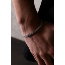 Ricco Jewellery 14 K White Gold Kaplama 925 Ayar Gümüş Iri Tenis Su Yolu Bileklik