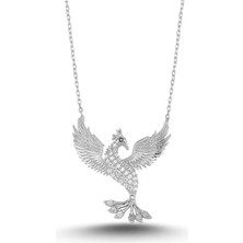 Ricco Jewellery 14 K White Gold Kaplama 925 Ayar Gümüş Anka Kuşu Kolye