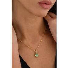 Ricco Jewellery 14 K Gold Kaplama 925 Ayar Gümüş Firuze Doğal Taş Kolye