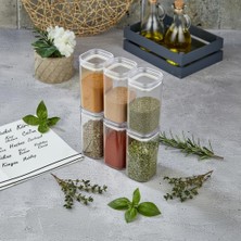 Store 6'lı Akrilik Vakum Kapaklı Baharatlık Seti, 300ML Sızdırmaz Contalı ve Etiket Hediyeli Erzak Saklama Kabı, Kırılmaya Dayanıklı Şeffaf Mutfak Düzenleyici