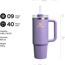 Store Quencher H2.0 Flowstate Pipetli Termos Bardak 0.89 Litre - Parlak Lila (Periwinkle Shimmer) | Paslanmaz Çelik