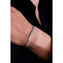 Ricco Jewellery 925 Ayar Gümüş Yassı Italyan Yılan Oksitli Bileklik