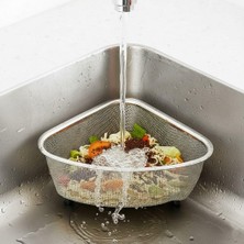 Store Paslanmaz Çelik Ayaklı Lavabo Içi Çöp Süzgeci – 18X13X10 cm Hijyenik ve Pratik Gider Filtresi, Bulaşık Süngeri ve Tel Organizerli Lavabo Atık Süzgeci