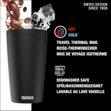 Store Neso Cup Black Termos Kupa (0,4 L), Zararlı Madde Içermeyen ve Yalıtımlı Kahve Kupası, 18/8 Paslanmaz Çelik, Seramik Pure Ceram Kaplamalı