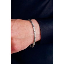 Ricco Jewellery 925 Ayar Gümüş Yassı Kral Oksitli Bileklik