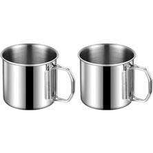 2 Adet Çelik 250 ml Katlanır Kulp Kahve Kamp Bardağı Fincanı MT163-2