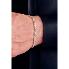 Ricco Jewellery 925 Ayar Gümüş Lazer Kesim Kuş Gözü Erkek Bileklik