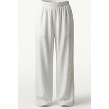 Shın Butik Shın Beyaz Bol Paça Pantolon Yüksek Bel Şık