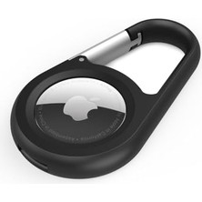 Apple Airtag Karabina ile Güvenli Tutucu - Yüzü Açık ve Yükseltilmiş Kenarları ile Dayanıklı Çizilmeye Dayanıklı Kılıf - Koruyucu Airtag Anahtarlık Aksesuarı - Siyah